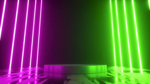 Plataforma para presentación de productos de juegos, animación de fondo abstracto de neón futurista moderna en 3D