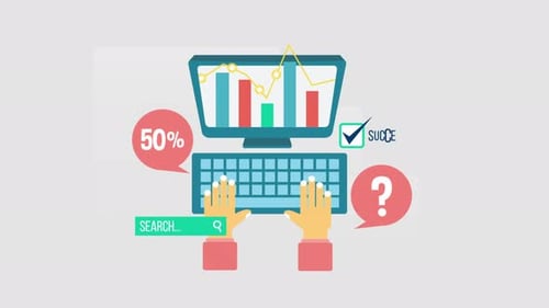 Animated Flat Design Illustration of Data Analysis and Search Success