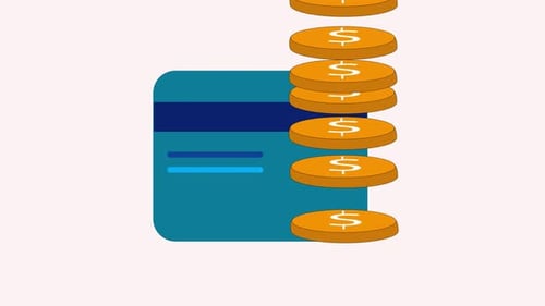 Moderne Finanzillustration mit Kreditkarte und Münze, ideal für Themen wie sichere Transaktionen
