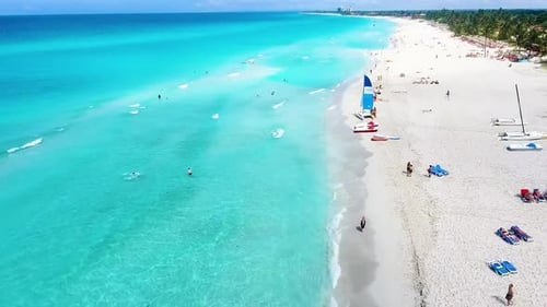 Turquoise Water and White Sand Beach Aerial View
