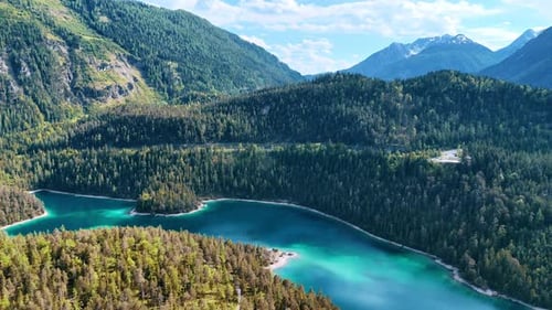 Aerial View of Tranquil Lake and Forest
