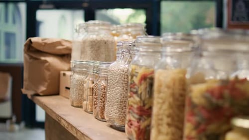 Close Up Bulk Products in Reusable Jars
