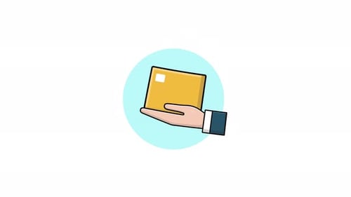 Flat Design Animation of Hand Giving Package Icon