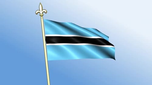 Botswana National Flag Waving In Realistic Animation