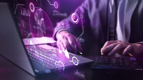 Futuristic Digital Data HUD Elements Animation