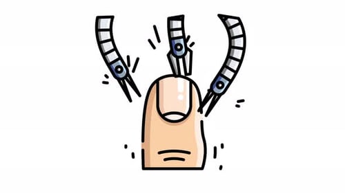 Animated Sketch Icon of Robotic Nail Care