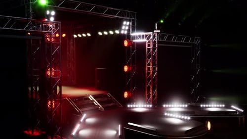 Animated Performance Stage with Dynamic Truss Lighting