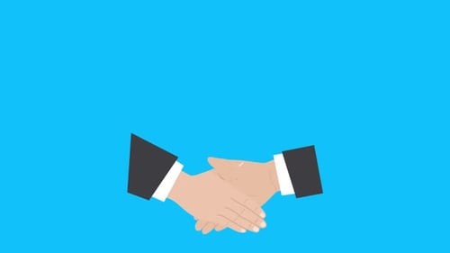 Animated Handshake and Stack of Gold Coins