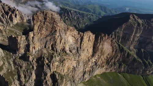 Aerial Mesmerizing Sight of the Rocky Lykoran Ridge in the Caucasus