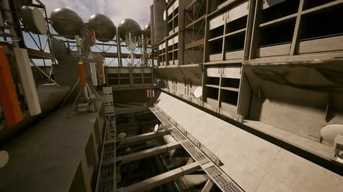 A Futuristic Building with a Sleek Concrete Roof Design