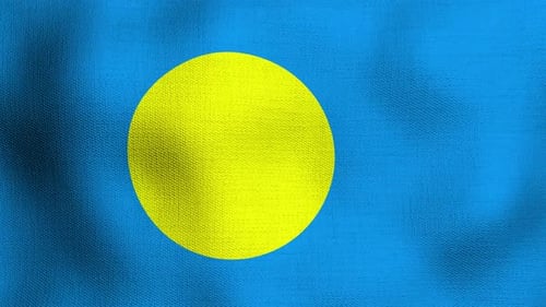 Abstract Blue and Yellow Fabric Circle Waving Background