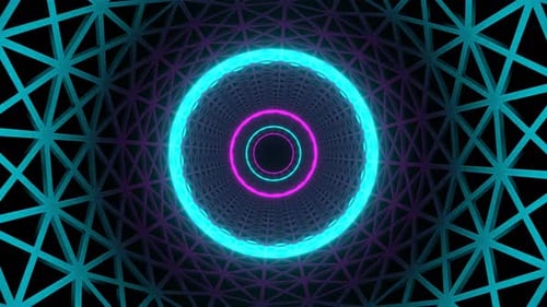 Cyan And Pink Neon Light Grate Tunnel Background Vj Loop In 4K