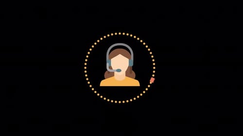Animated Flat Design Customer Support Agent Icon Loop