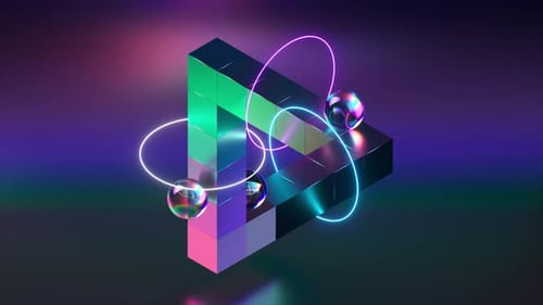 Abstract Neon Geometric Shapes Looping Background