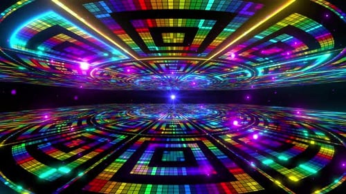 Vibrant Neon Geometric Party Background Loop