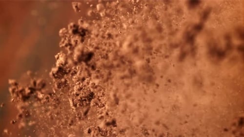 The Cocoa Powder Falls Down Filmed on a Highspeed Camera at 1000 Fps