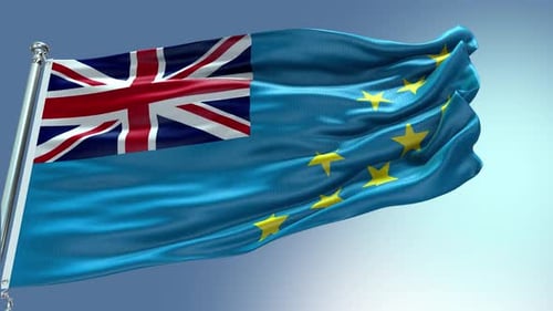 Rendu 4k Vidéo du drapeau de Tuvalu ondulant dans le vent Boucle de vague du drapeau de Tuvalu ondulant dans le vent
