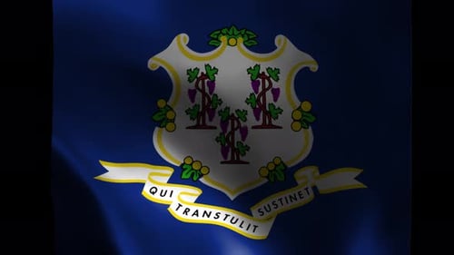 Connecticut State Flag Waving Animation with Rippling Fabric Effect