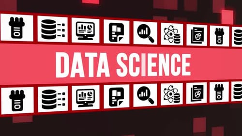 Concept de science des données avec des Icônes sur fond numérique