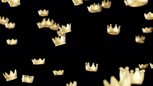Luxury Golden Crowns Falling Down Celebration Loop Animation