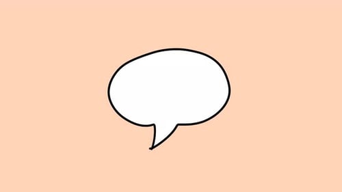 2d animated white speech bubble on pastel background