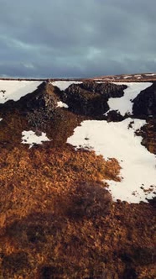 Vertical Video Aerial View of Gullfoss River Waterfall