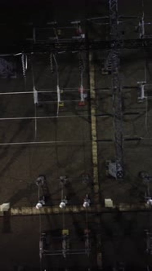 Vertical Drone Footage of High Voltage Substation