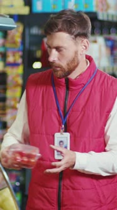 A Dedicated and Professional Stocker Diligently Organizing and Arranging Products in the Store