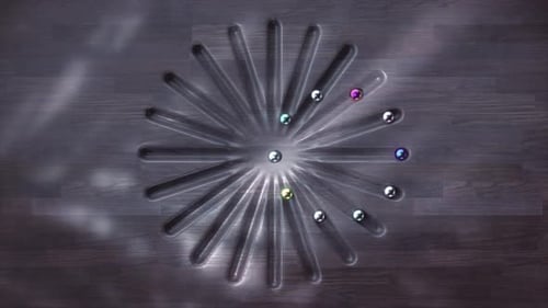 Serene 3D Animation of Reflective Spheres Gently Expanding on a Textured Wooden Surface Exuding a