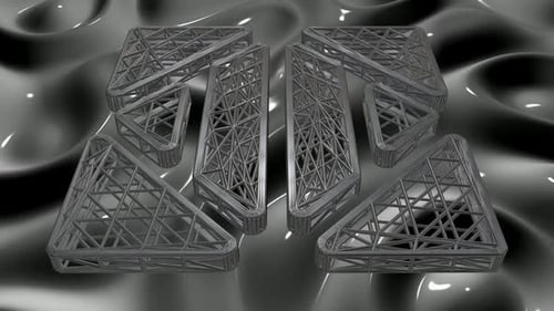 3D Abstract Geometric Triangles Rotating on Wavy Surface Loop