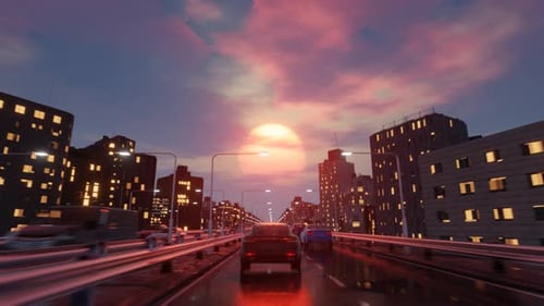 Retrofuturistic Drive in Sunset City