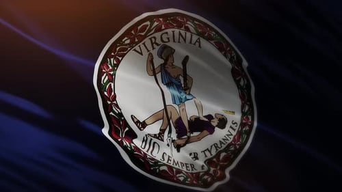 Virginia State Flag Waving with Realistic Fabric Physics