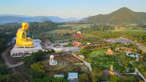 4k Stunning statue of Ganesha and biggest Luang Pu Thuat in the world. pan around an elephant-headed