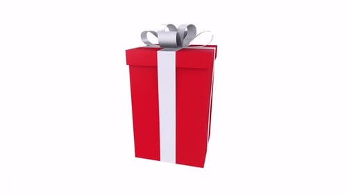 Red Gift Box rotating in loop on white background