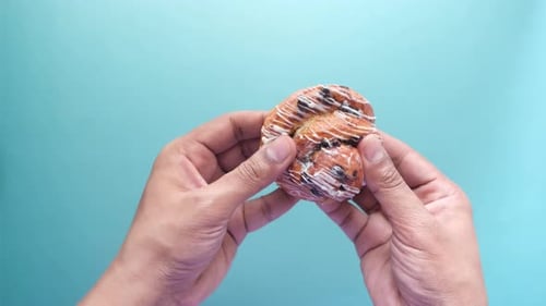 Close Up Holding Cinnamon Danish Roll