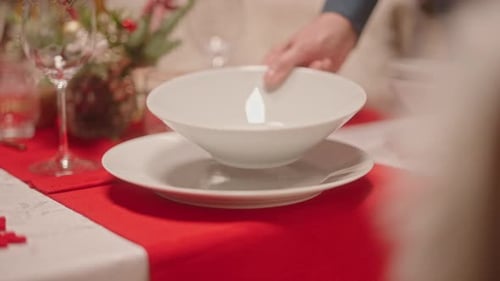 Festive Table Setting for a Christmas Dinner