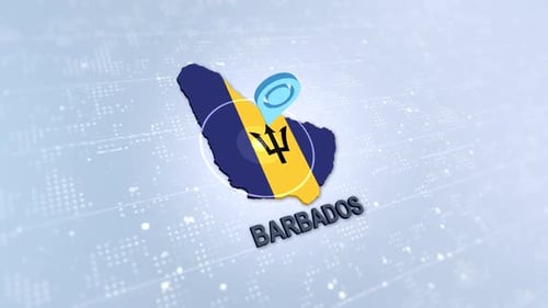 Barbados Map Flag Location Pin Reveal Animation