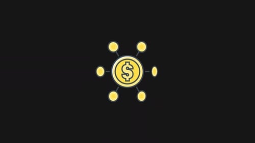 Flat Design Dollar Sign Network Connection Animation