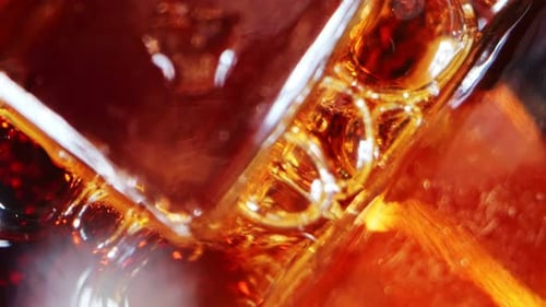 Ice Cubes in Drink Close up