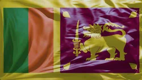 Waving Sri Lanka Flag in Realistic Fabric Motion