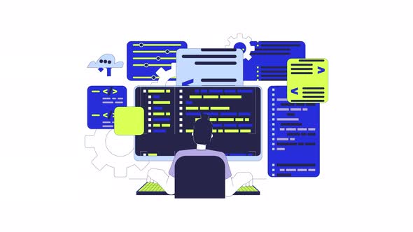 Flat Design Developer Coding Animation, Elements Motion Graphics ft ...