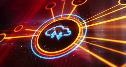 Símbolo de armazenamento de servidores de computação em nuvem, conceito digital 3D