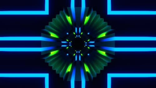 Blue And Green Neons Reverse Movement Tunnel Background Vj Loop In 4K
