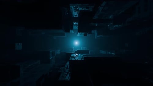 Flying Through Futuristic Digital Tunnel Background