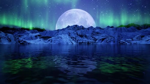 4k Aurora in Snowy Mountains