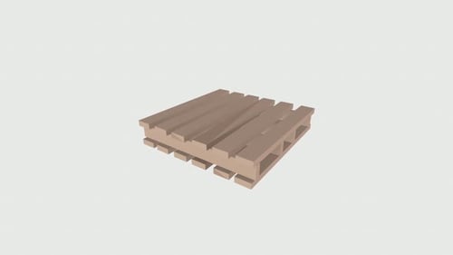 Rotación de palet de madera en bucle sobre fondo blanco