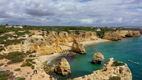 Praia da Marinha, beautiful beach Marinha in Algarve, Portugal. Navy Beach (Praia da Marinha) with f