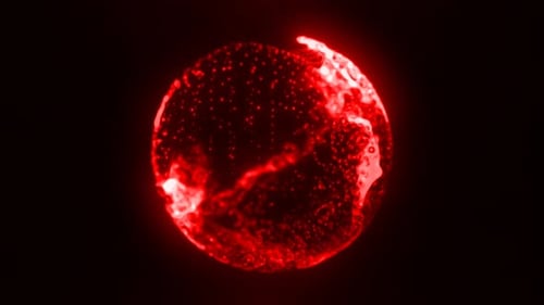 Abstract Red Glowing Particle Sphere Energy Loop Background