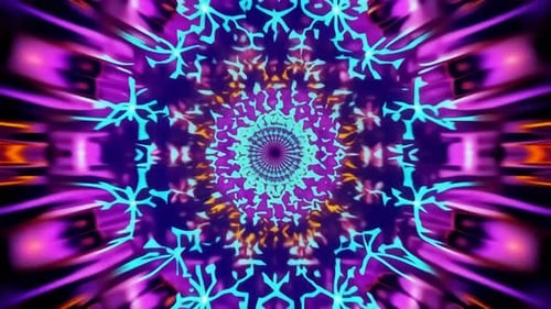 Abstract Neon Kaleidoscope Mandala Motion Graphic