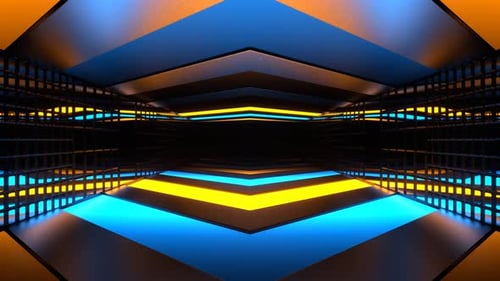 Blauer und gelber Führungstunnel-Hintergrund Vj Loop In 4K